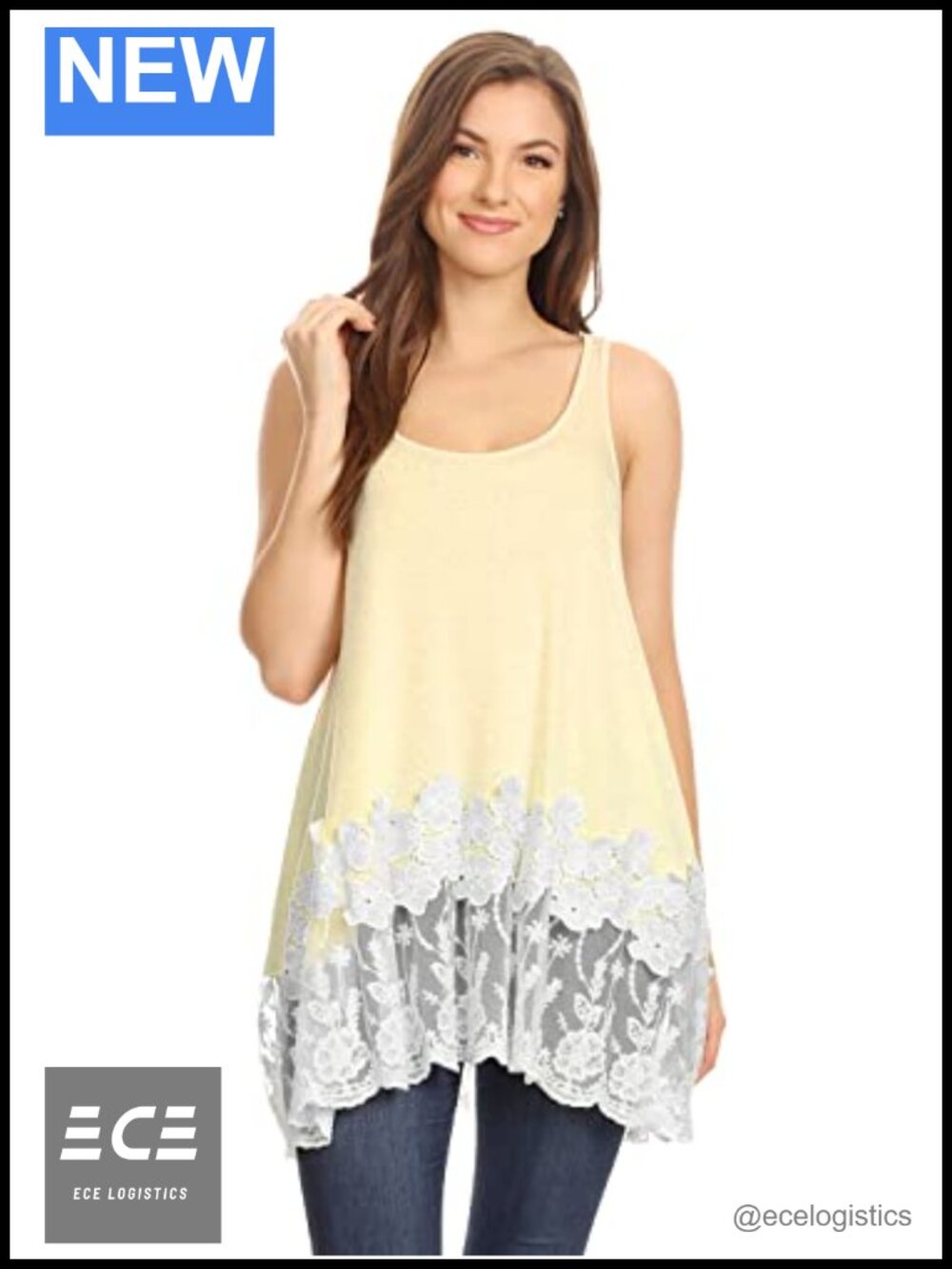 Plus Size Lace Hem Flowy Swing Tank Top Layering Camisole Racerback